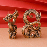 Maxbell Brass Dragon Figurine Feng Shui Brass Decor for Book Shelf Bookcase Tabletop