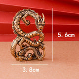 Maxbell Brass Dragon Figurine Feng Shui Brass Decor for Book Shelf Bookcase Tabletop
