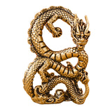 Maxbell Brass Dragon Figurine Feng Shui Brass Decor for Book Shelf Bookcase Tabletop