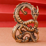 Maxbell Brass Dragon Figurine Feng Shui Brass Decor for Book Shelf Bookcase Tabletop