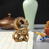 Maxbell Brass Dragon Figurine Feng Shui Brass Decor for Book Shelf Bookcase Tabletop