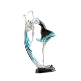 Maxbell Ballet Dancing Girl Statue Desktop Dancer Sculpture for Kitchen Indoor Shelf Blue L