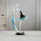Maxbell Ballet Dancing Girl Statue Desktop Dancer Sculpture for Kitchen Indoor Shelf Blue L