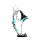 Maxbell Ballet Dancing Girl Statue Desktop Dancer Sculpture for Kitchen Indoor Shelf Blue S