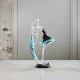 Maxbell Ballet Dancing Girl Statue Desktop Dancer Sculpture for Kitchen Indoor Shelf Blue S