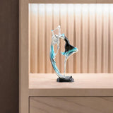 Maxbell Ballet Dancing Girl Statue Desktop Dancer Sculpture for Kitchen Indoor Shelf Blue S