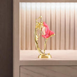 Maxbell Ballet Dancing Girl Statue Desktop Dancer Sculpture for Kitchen Indoor Shelf Pink S