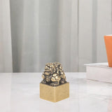 Maxbell Pixiu Statue Seal Stamp Vintage Animal Sculpture for Desk Bookshelf New Year
