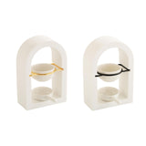 Maxbell Tealight Candle Holder Decorative Essential Oil Burner for Hotel Wedding SPA White and Golden