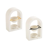 Maxbell Tealight Candle Holder Decorative Essential Oil Burner for Hotel Wedding SPA White and Golden