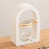Maxbell Tealight Candle Holder Decorative Essential Oil Burner for Hotel Wedding SPA White and Golden