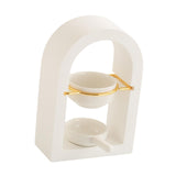 Maxbell Tealight Candle Holder Decorative Essential Oil Burner for Hotel Wedding SPA White and Golden