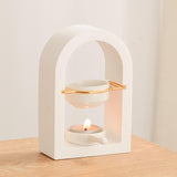 Maxbell Tealight Candle Holder Decorative Essential Oil Burner for Hotel Wedding SPA White and Golden