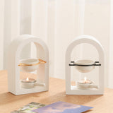 Maxbell Tealight Candle Holder Decorative Essential Oil Burner for Hotel Wedding SPA White and Golden