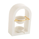 Maxbell Tealight Candle Holder Decorative Essential Oil Burner for Hotel Wedding SPA White and Golden