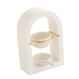 Maxbell Tealight Candle Holder Decorative Essential Oil Burner for Hotel Wedding SPA White and Golden