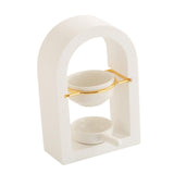 Maxbell Tealight Candle Holder Decorative Essential Oil Burner for Hotel Wedding SPA White and Golden