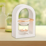 Maxbell Tealight Candle Holder Decorative Essential Oil Burner for Hotel Wedding SPA White and Golden
