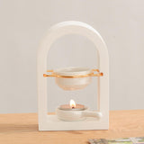 Maxbell Tealight Candle Holder Decorative Essential Oil Burner for Hotel Wedding SPA White and Golden