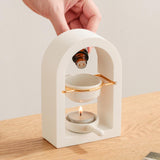 Maxbell Tealight Candle Holder Decorative Essential Oil Burner for Hotel Wedding SPA White and Golden