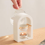 Maxbell Tealight Candle Holder Decorative Essential Oil Burner for Hotel Wedding SPA White and Golden