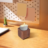 Maxbell Wooden Tealight Candle Holder Rustic Cube Shaped for Living Room Accessories
