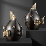 Maxbell Brass Fish Figurines Charming Craft Art Ornaments for Hotels Weddings Stores