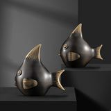 Maxbell Brass Fish Figurines Charming Craft Art Ornaments for Hotels Weddings Stores