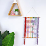 Maxbell Bohemian Tapestry Wall Decor Nursery over Bed Prop Gift Macrame Wall Hanging rainbow color