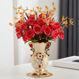Maxbell Faux Flowers in Vase Graceful Centerpiece Vase for Dining Room Hotel Parties B