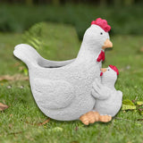 Maxbell Chicken Planter Pot Cute Resin Rooster Sculpture for Tabletop Backyard Patio