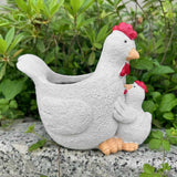 Maxbell Chicken Planter Pot Cute Resin Rooster Sculpture for Tabletop Backyard Patio