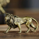 Maxbell Brass Lion Statue Tea Pet Art Ornament for Living Room Garden Bookcase Shelf