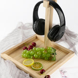 Maxbell Headphone Stand Storage Tray Wood Universal PC Gaming Headset Display Holder