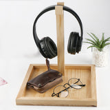 Maxbell Headphone Stand Storage Tray Wood Universal PC Gaming Headset Display Holder