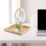 Maxbell Headphone Stand Storage Tray Wood Universal PC Gaming Headset Display Holder