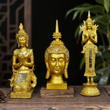 Maxbell Zen Buddha Statue Resin Craft Desktop Ornament for Living Room Office Indoor Kneeling Buddha