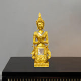 Maxbell Zen Buddha Statue Resin Craft Desktop Ornament for Living Room Office Indoor Kneeling Buddha