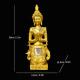 Maxbell Zen Buddha Statue Resin Craft Desktop Ornament for Living Room Office Indoor Kneeling Buddha
