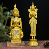 Maxbell Zen Buddha Statue Resin Craft Desktop Ornament for Living Room Office Indoor Standing Buddha