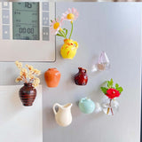 Maxbell 8x Mini Vase Fridge Magnets Resin Small Ornaments for Kitchen Cabinet Locker