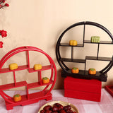 Maxbell Wooden Display Shelf Showcase Figure Storage Rack for Dessert Office Cupcake red