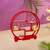 Maxbell Wooden Display Shelf Showcase Figure Storage Rack for Dessert Office Cupcake red