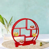 Maxbell Wooden Display Shelf Showcase Figure Storage Rack for Dessert Office Cupcake red