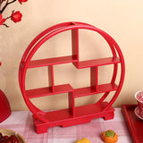 Maxbell Wooden Display Shelf Showcase Figure Storage Rack for Dessert Office Cupcake red
