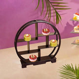 Maxbell Wooden Display Shelf Showcase Figure Storage Rack for Dessert Office Cupcake brown