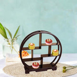 Maxbell Wooden Display Shelf Showcase Figure Storage Rack for Dessert Office Cupcake brown