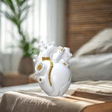 Maxbell Anatomical Heart Vase Creative Flower Vase for Halloween Bookshelf Valentine White