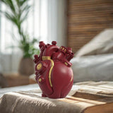 Maxbell Anatomical Heart Vase Creative Flower Vase for Halloween Bookshelf Valentine Red