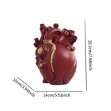 Maxbell Anatomical Heart Vase Creative Flower Vase for Halloween Bookshelf Valentine Red